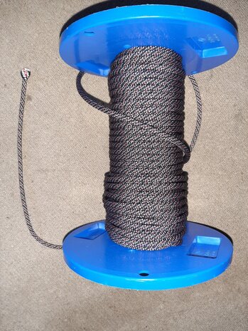Touw Polyester, 5 mm, witl/zwart/rood , StigSlag (p/m) )