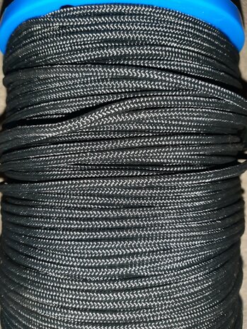 Touw Polyester, 4 mm, zwart, StigSlag (p/m) 