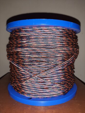 Touw Polyester, 4 mm, donkerblauw-beige-oranje, StigSlag p/m 